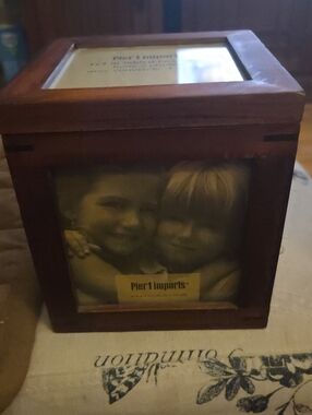 Pier 1 Imports Wooden Cube Photo Frame - Dark Brown